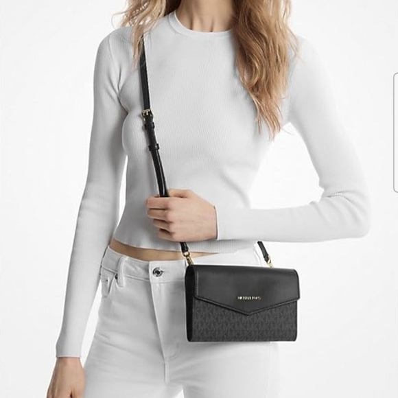 NWT Michael Kors Charlotte Large Leather 3-in-1 Black Tote Bag Set - Picture 3 of 6